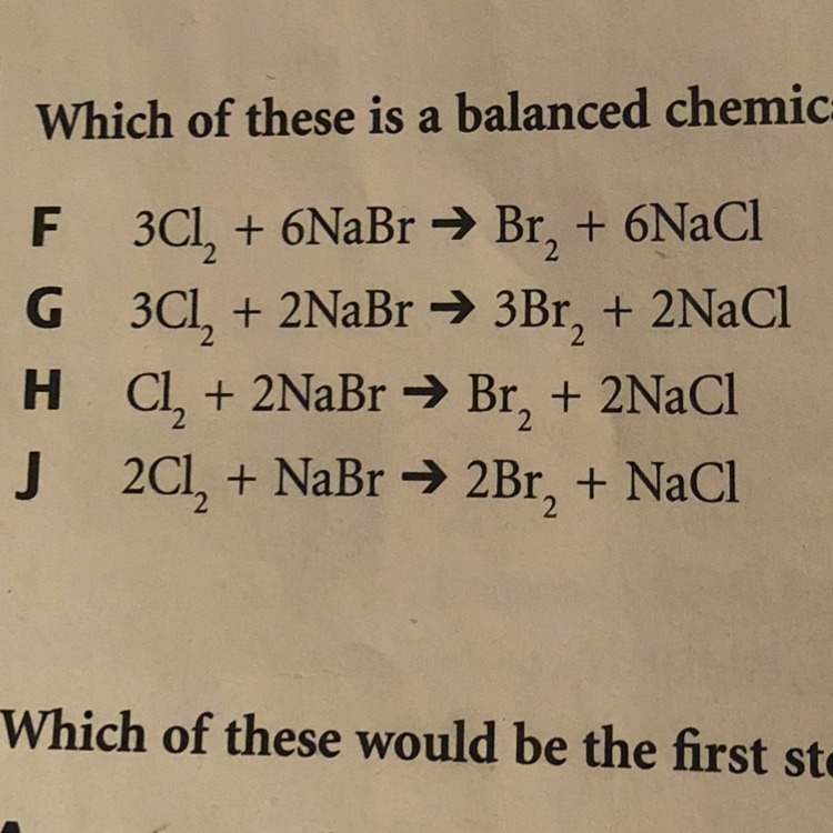 Which of these is a balanced chemical equation?-example-1