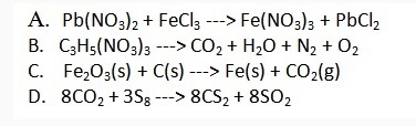 Which of the following equations is balanced? a) A b) B c) C d) D ** If you don't-example-1