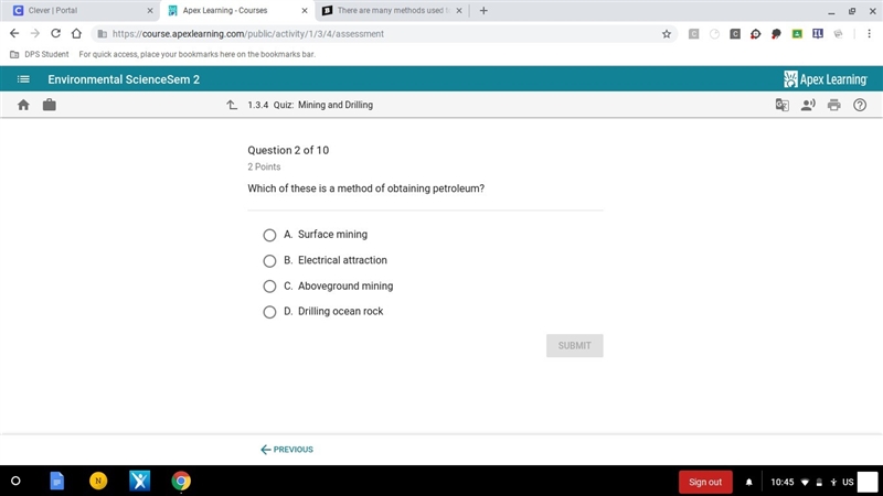 Which of these is a method of obtaining petroleum?-example-1