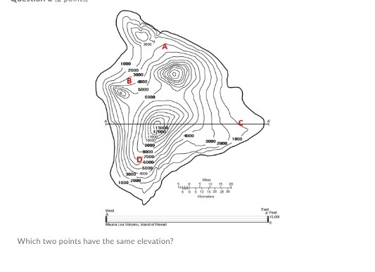 Help pleaseeeeeeeeeeeeee A) points A and B B) points B and C C) points C and D D) points-example-1