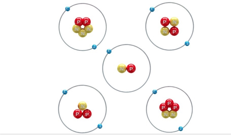 Select the atomic models that belong to the same element.-example-1