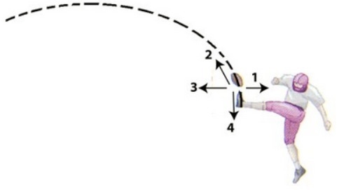 The kicker has made contact with the football. in order for the ball to follow the-example-1