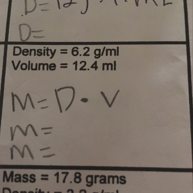 What is the mass because I already have the volume and density-example-1