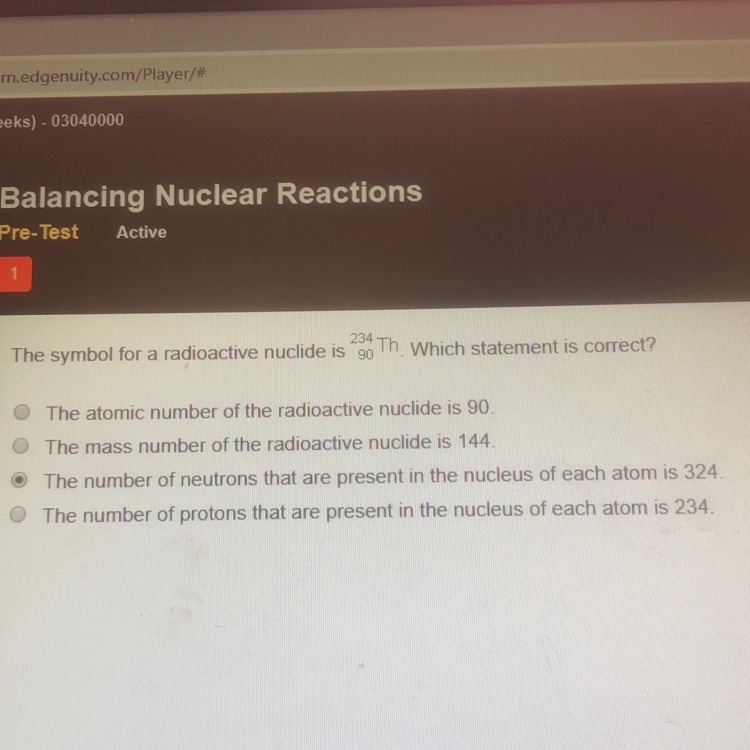 The symbol for a radioactive nuclide is 234/90-example-1