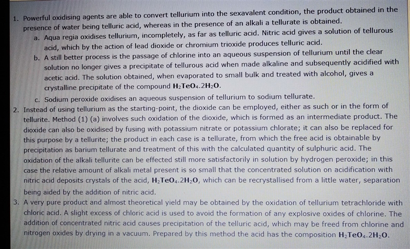 How do you percipitate things from solution to telluric acid?-example-1