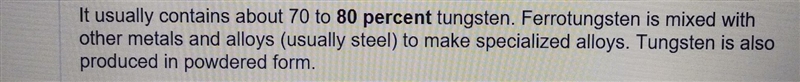 What percent is tungsten made of from soil?-example-1