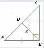 If the altitude of an isosceles right triangle has a length of x units, what is the-example-1