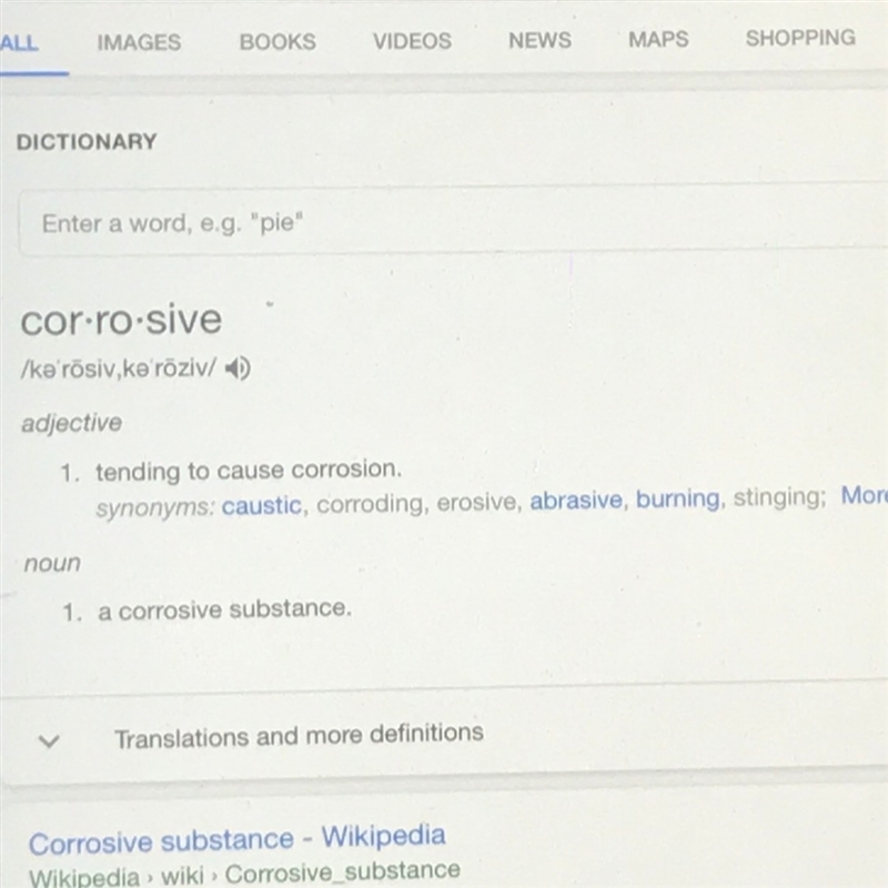 What does the term corrosive mean ?-example-1