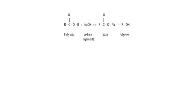 The organic products of saponification reaction include soap molecules and ?-example-1