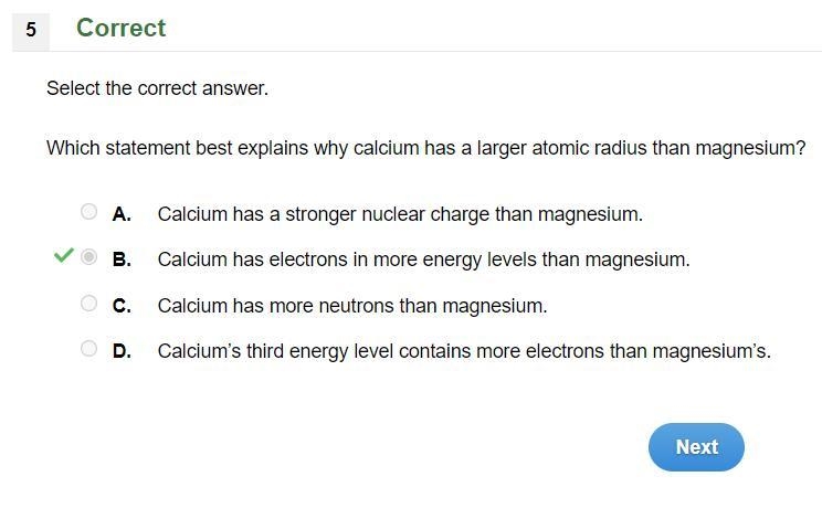 Which statement best explains why calcium has a larger atomic radius than magnesium-example-1