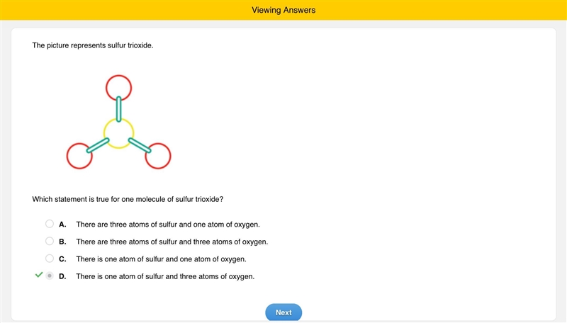 Which statement is true for one molecule of sulfur trioxide? A. There are three atoms-example-1