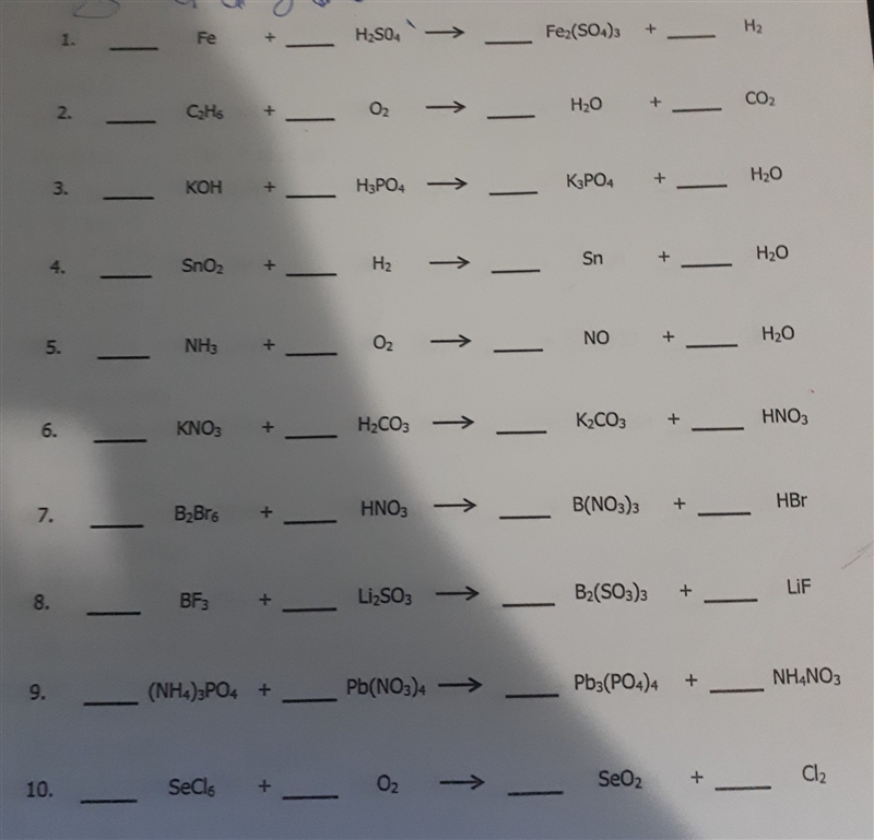 I need help with balancing equations I'm doing homework and idk what to do here can-example-1