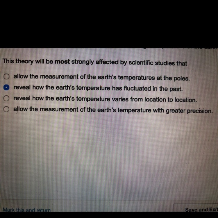 the theory if global warming states that the average temperature of the earth has-example-1