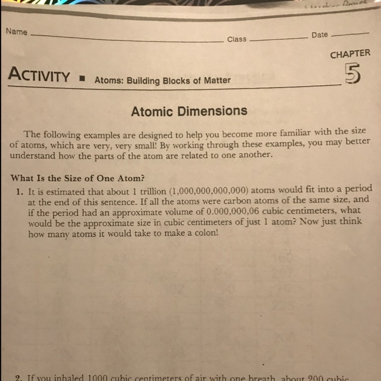 What would be the approximate size in cubic cm of just 1 atom?-example-1