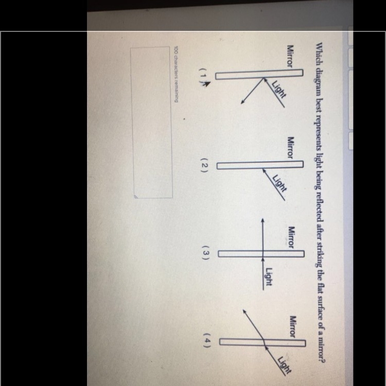 Which diagram best represents light being reflected after striking the flat surface-example-1