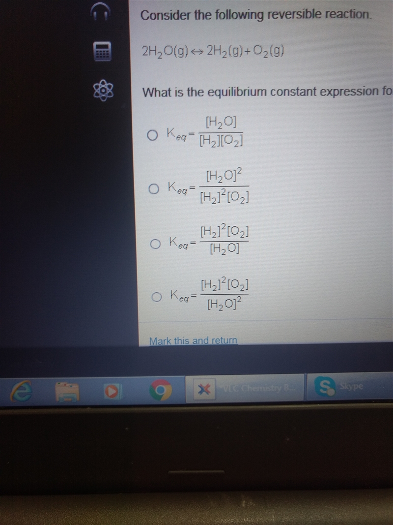 Consider the following reversible reaction What is the equilibrium constant expression-example-1