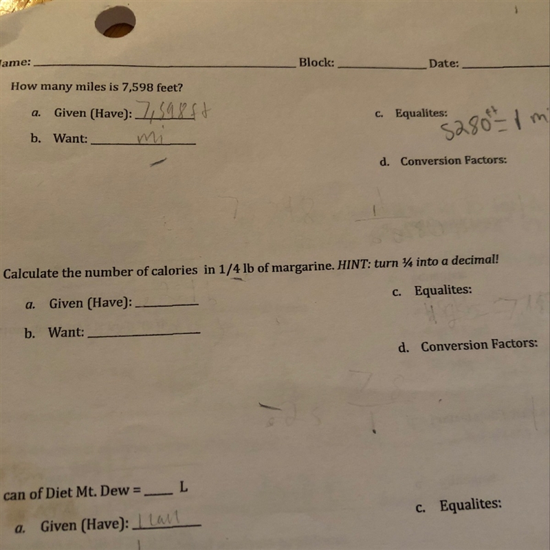 Calculate the number of calories in 1/4 lbs of margarine-example-1