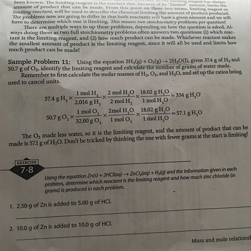 2.50 g of Zn is added to 5.00 g of HCl-example-1
