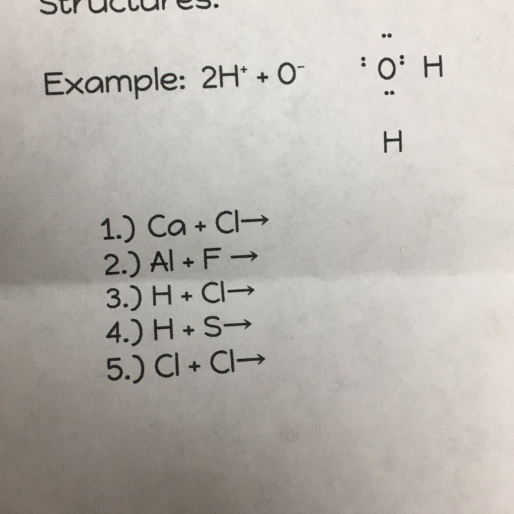 Determine how the following bonds are made using Lewis dots structures-example-1