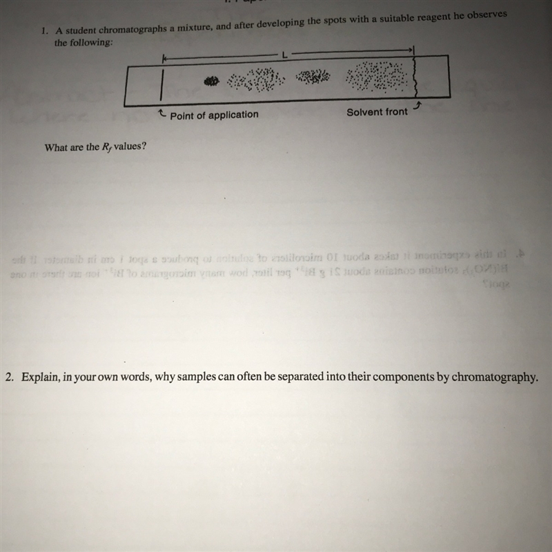 A student chromatographs a mixture and after developing the spots with a suitable-example-1