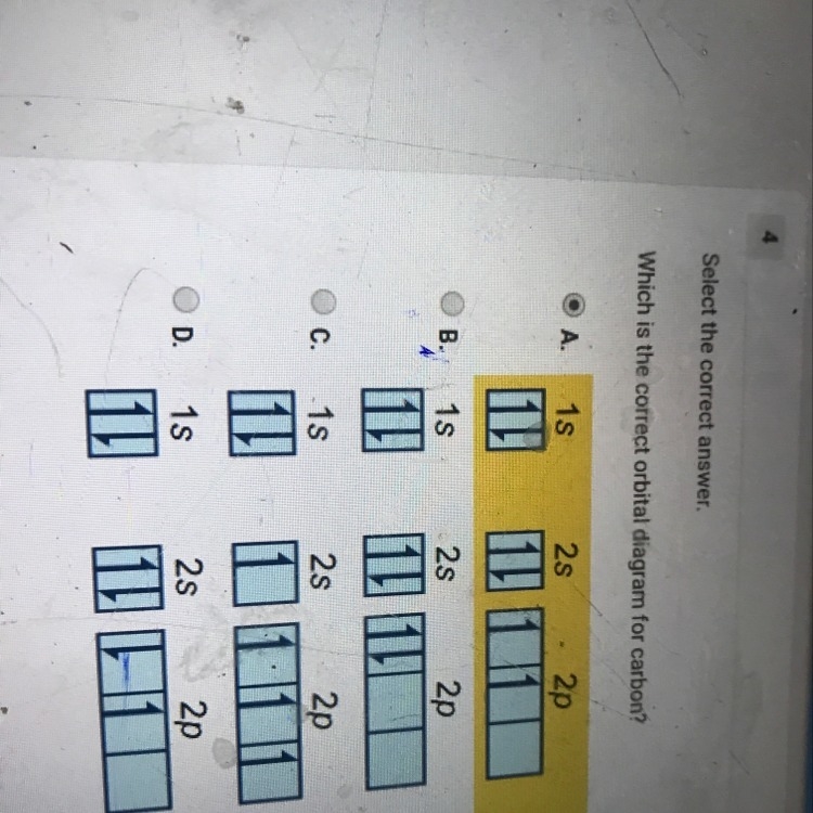 Which is the correct orbital for carbon?-example-1