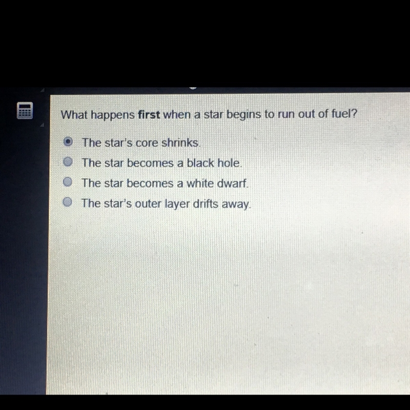 What happens first when a star begins to run out of Fuel?-example-1