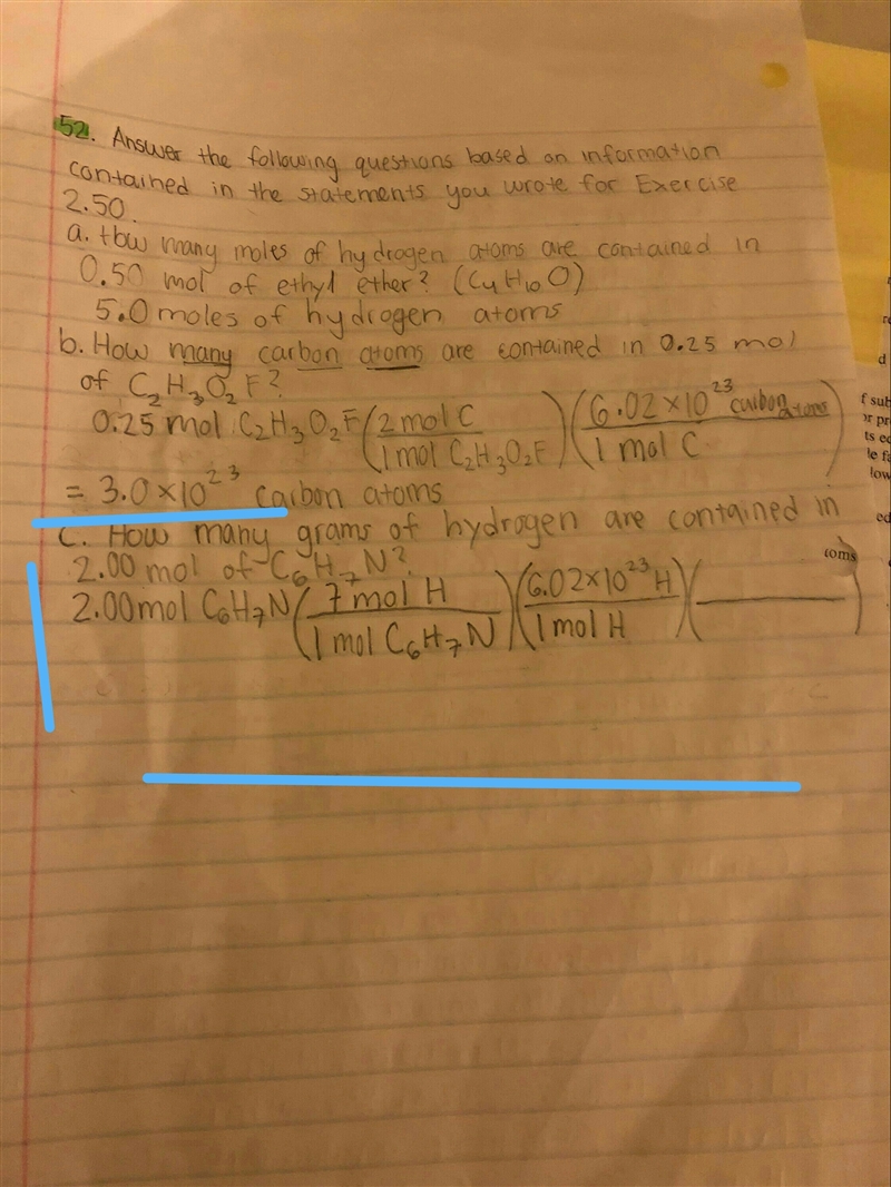 How many grams of hydrogen are contained in 2.00 mol of C6H7N-example-1