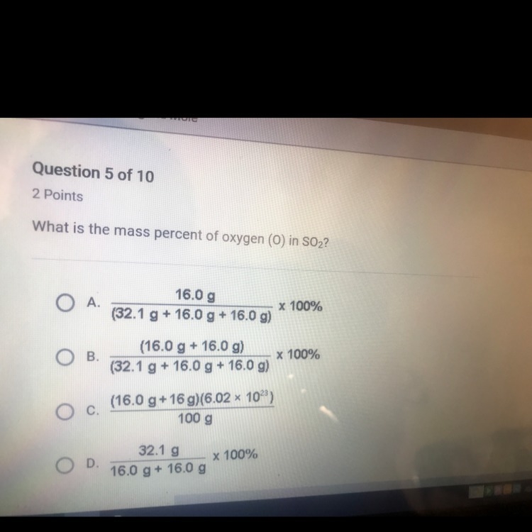 What is the mass percent of oxygen (O) in so2? chemistry’s-example-1