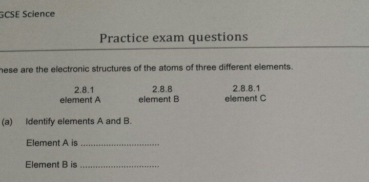 Identify the elements from the configuration... 2,8,1= _________ 2,8,8=__________ 2,8,8,1=_________-example-1