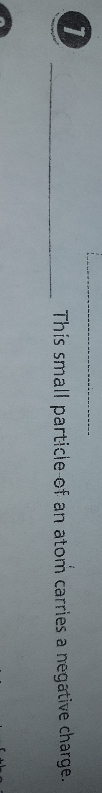 What is the name of this definition this small particle of an atom carries a negative-example-1