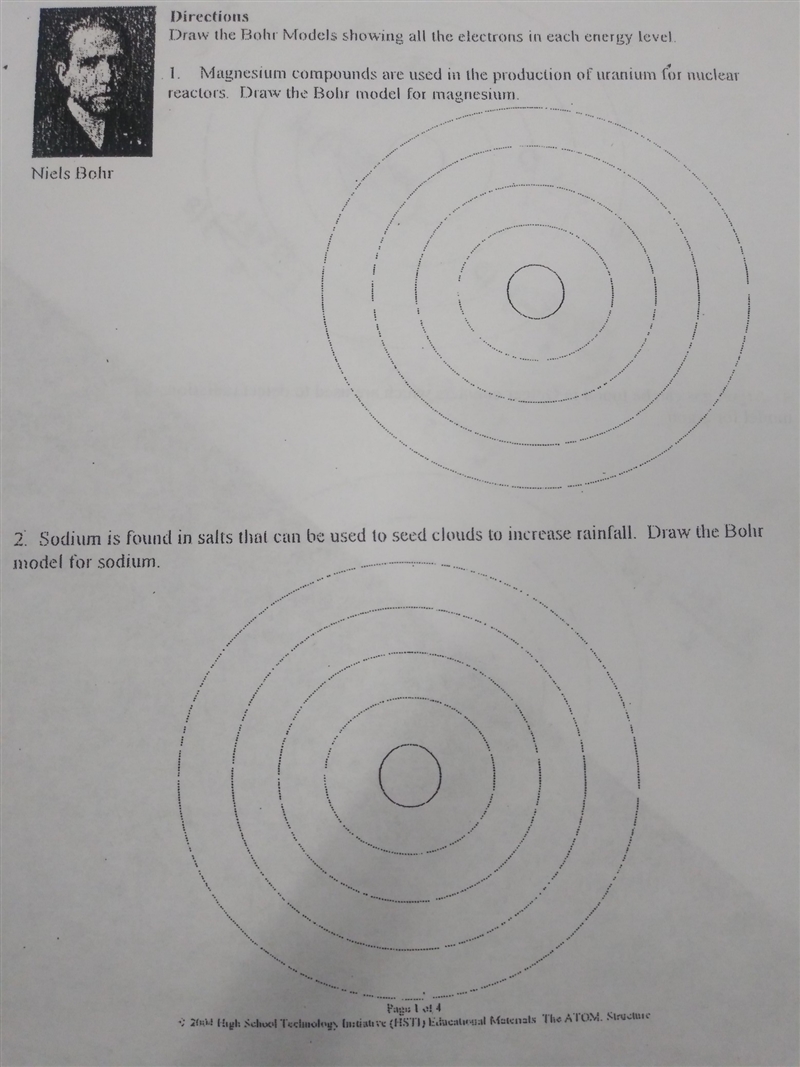 I have no idea what to do with this? Its a Niels Bohr and electons practice sheet-example-1