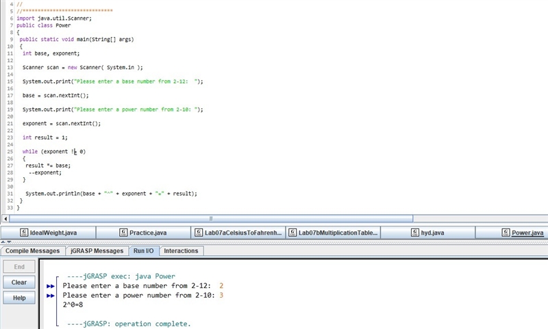 I need help to find out what is wrong with this program and my variable, "exponent-example-1