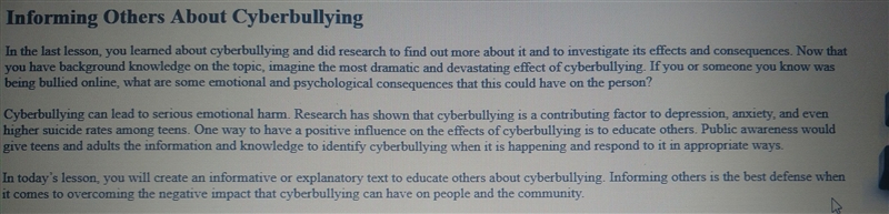 Can someone help me i need to write something for cyber bullying-example-1