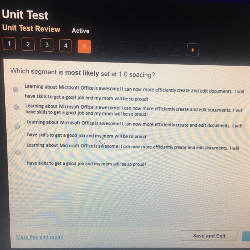 Which segment is most likely set at 1.0 spacing-example-1