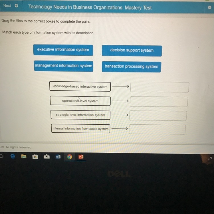 Someone help ASAP! Match the type of information system with its description.-example-1