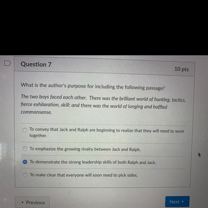 What is the authors purpose for including the following passage? Two boys faced each-example-1