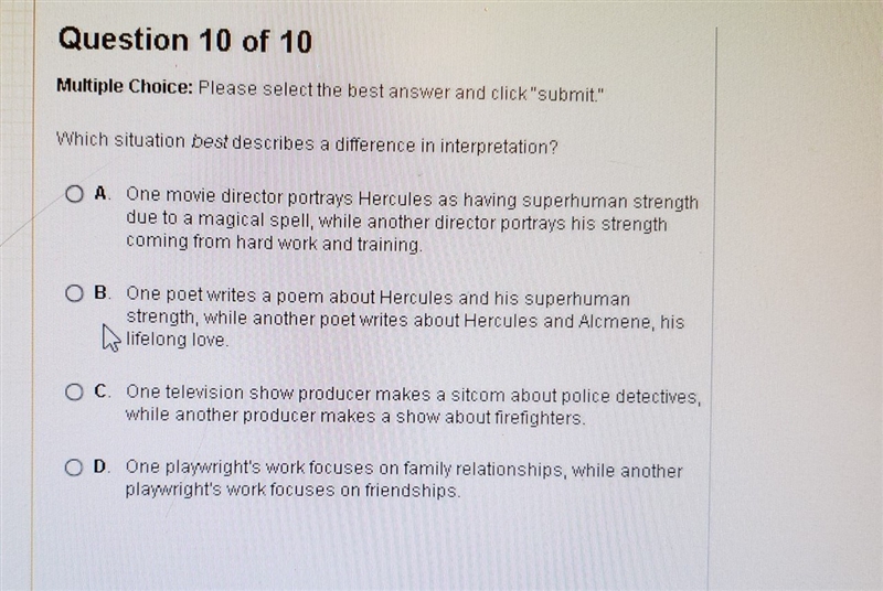 Which situation best describes a difference in interpretation?-example-1