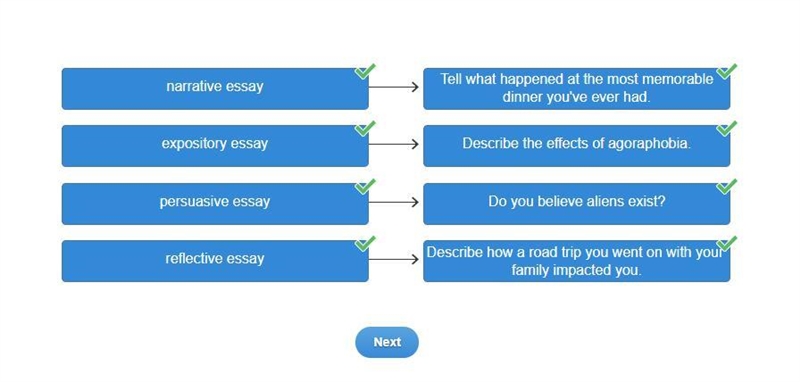 Match each type of essay to its related essay prompt. narrative essay Describe the-example-1