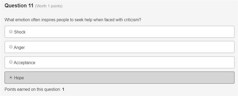 What emotion often inspires people to seek help when faced with criticism? Shock Anger-example-1