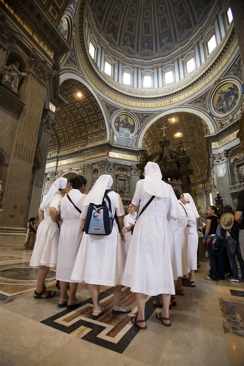 The nuns on the pilgrimage wear cloths that protect their virtue what do their outfits-example-1