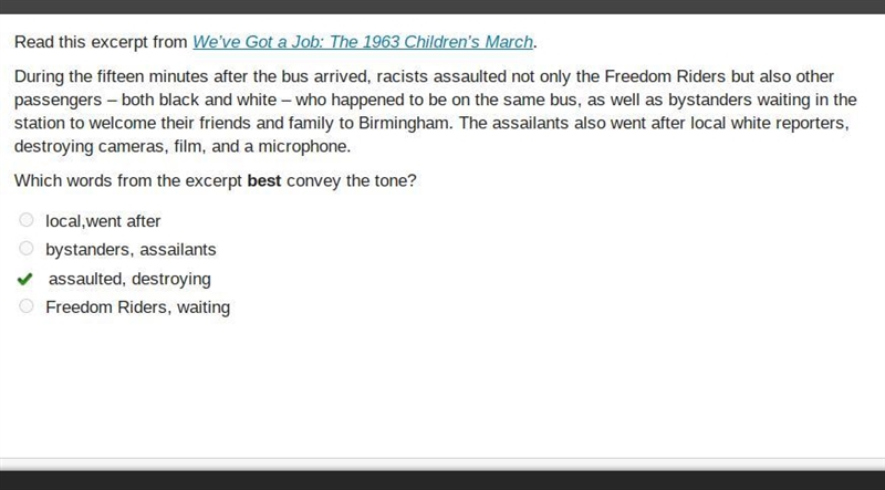 Read this excerpt from We’ve Got a Job: The 1963 Children’s March. During the fifteen-example-1