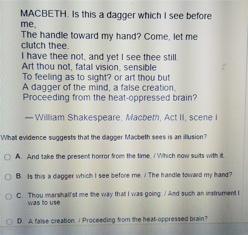 What evidence suggests that the dagger macbeth sees is an illusion-example-1