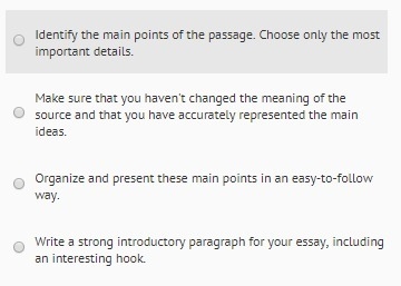 Which is NOT one of the steps you should take when summarizing information from a-example-1