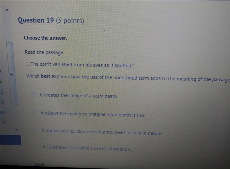 read the passage. The spirit vanished from his eyes as if snuffed." Which best-example-1