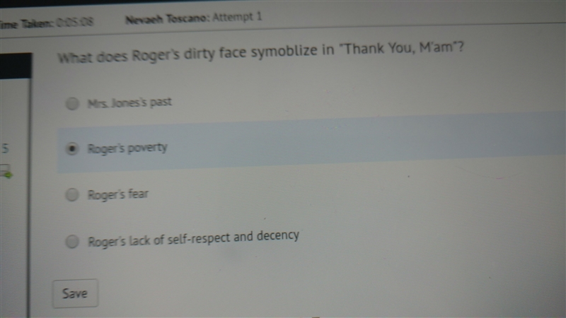 what does Rogers dirty face symbolize in thank you ma'am what does Rogers dirty face-example-1