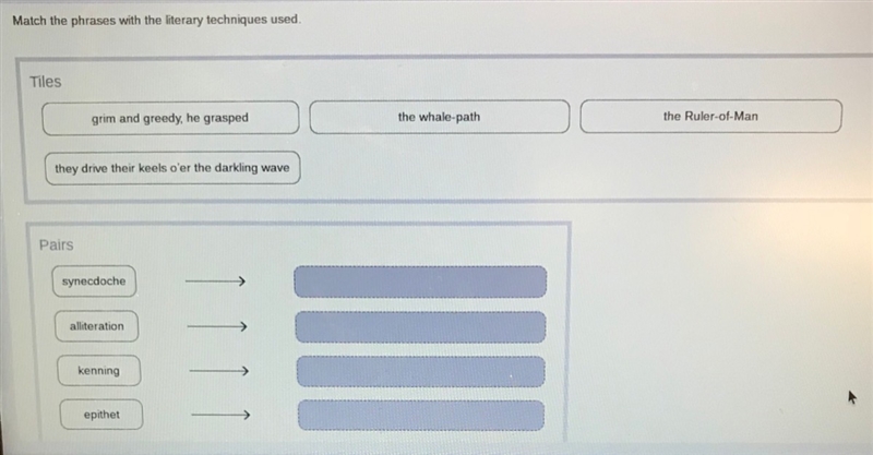 Match the phrases with the literary techniques used.-example-1