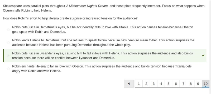 Shakespeare uses parallel plots throughout A Midsummer Night’s Dream, and those plots-example-1