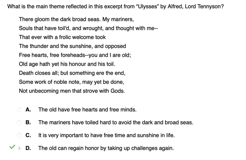 What is the main theme reflected in this excerpt from “Ulysses” by Alfred, Lord Tennyson-example-1