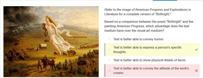 Based on a comparison between a poem and a painting of the same topic, which advantage-example-1