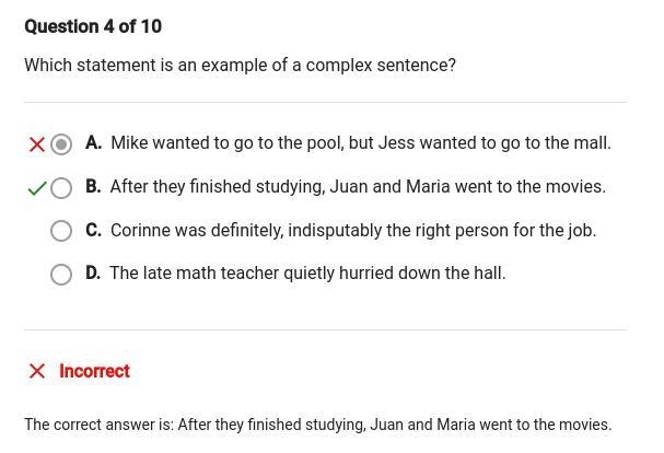 Which statement is an example of a complex sentence? A. After they finished studying-example-1